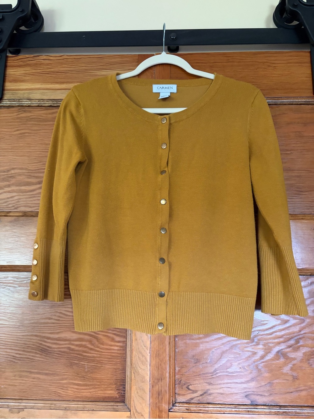 Carmen Mustard Button-Front Soft Women's Cardigan Sweater